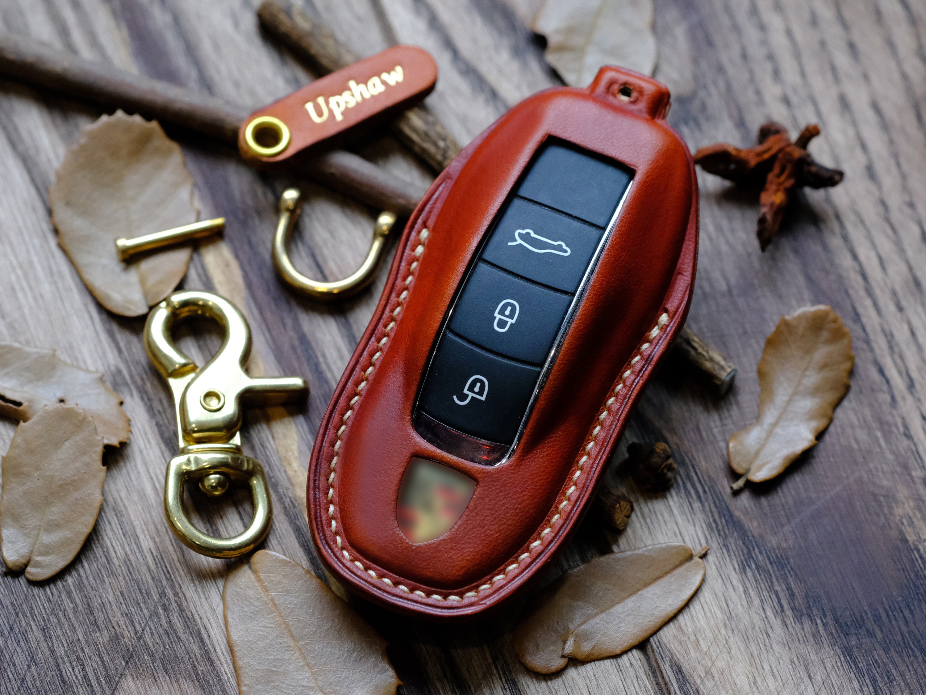 YSBXITU Porsche Schlüsseletui Leder - Keyless Go Schutzhülle Für Cayenne, Panamera, 911