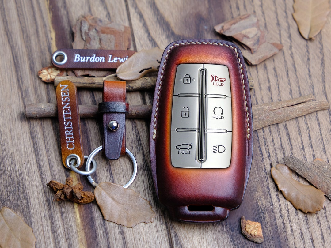 Genesis G80 Key Fob Cover, Personalized Leather Protector Case for