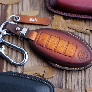 Personalized Key Fob Nissan Rogue, Altima, Kicks, Pathfinder, Versa ... Patina Colors, Leather Key Cover, Nissan Accessories, Gift For Her