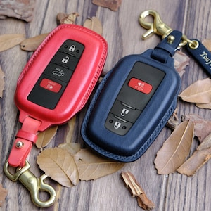 Toyota Highlander Leather Key Case, Handmade Key Fob Cover 2 3 4 buttons Fit For Toyota Highlander, Toyota Smart Key Cover