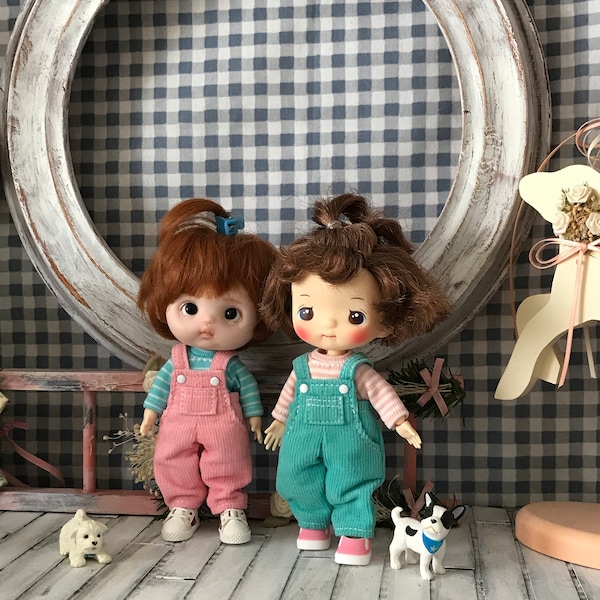 OB11 doll Overalls , T-shirt set