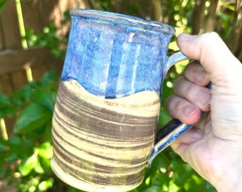 Handmade ceramic mug, Hand made Mug, Marbled Mug, Agate ware Mug , Brown and Blue Mug, Marbled Pottery, Coffee Mug, Hand Made Pottery