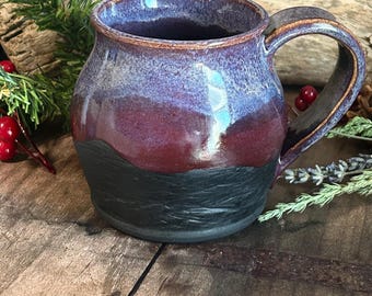 Handmade Stoneware Mug, Wine Glaze, Black Matte, Espresso, Soup