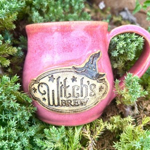 Witches Brew Mug, Handmade Stoneware Witchy Cup, Witch Pottery