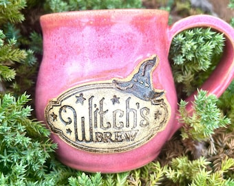 Witches Brew Mug, Handmade Stoneware Witchy Cup, Witch Pottery