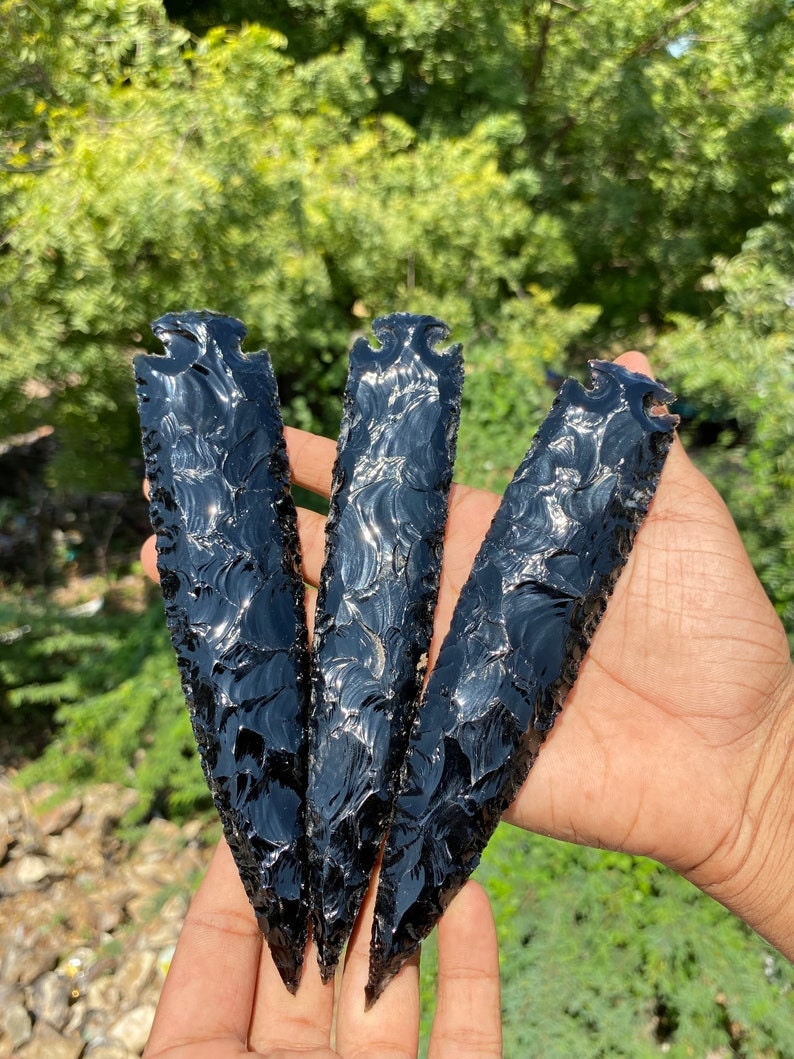Natural Hand Crafted Black Obsidian Arrowhead Agate Etsy