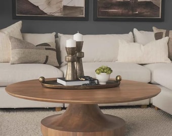 Arno Wooden Sculptural Round Coffee Table