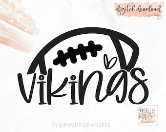 Vikings Football Cut File / Cheer / High School Football / Football Mom / Cut File / svg / png / eps / jpeg / dxf / Cricut / Silhouette