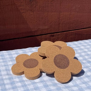Daisy Flower Cork Coaster | Retro Coaster | Beer Can Glass Coaster | Flower Daisy Cork Coaster | Retro Flower Coaster | Boho Groovy Coaster