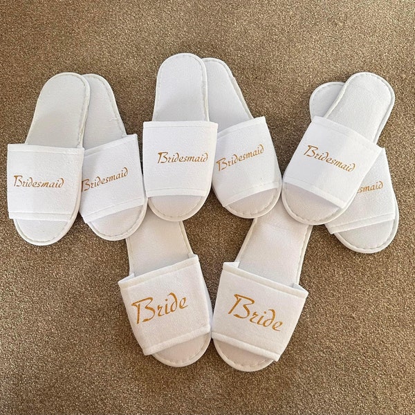 Personalised Bridal Party Slippers, Personalised Bridesmaid slippers, hen party slippers, personalised spa slippers, bridesmaid gift