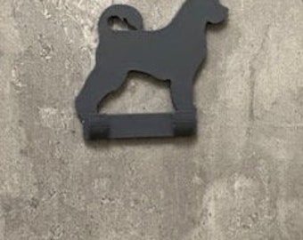 Personalised Dog Lead Hook In A Shape Of A Spanish Water Dog (3D printed) With Free A Personalised Spanish Water Dog Keyring.