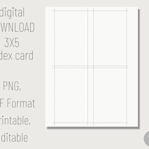 Fiche 3x5 imprimable. Fiche numérique. Cartes de notes imprimables.. Fiches vierges. Carte d’index PDF modifiable. Modèle de carte flash vierge