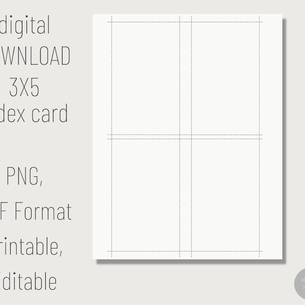 Printable 3x5 Index Card. Digital Index Card. Printable Note Cards.. Blank Index Cards. Editable PDF Index Card. Blank Flash Card Template