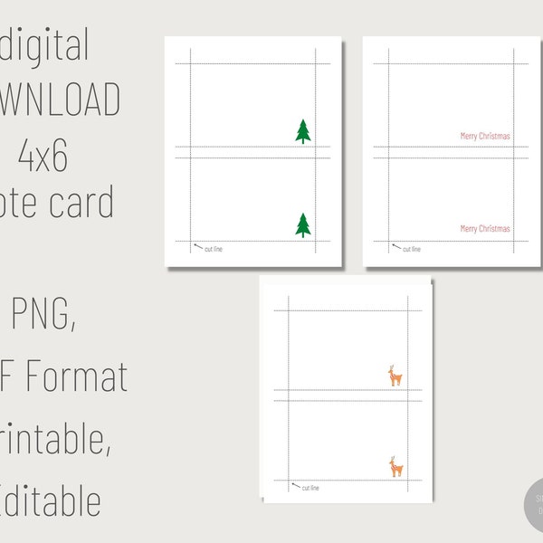 Christmas Note Printable 4x6 Note Card PDF Index Card Paper Note Cards Digital Note Cards PDF Note Card Holiday Note Card Template
