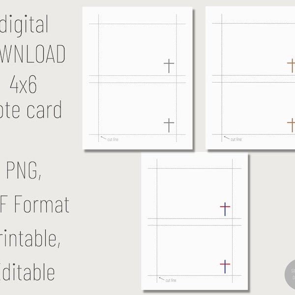 Imprimable 4x6 Note Card PDF Index Card Paper Notes Cards Digital Note Cards Editable PDF Note Card Card Template