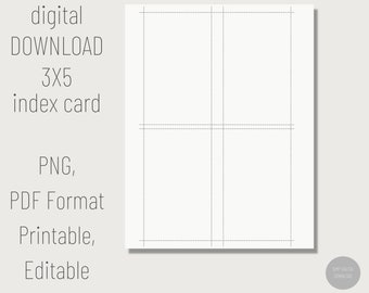 Fiche 3x5 imprimable. Fiche numérique. Cartes de notes imprimables.. Fiches vierges. Carte d’index PDF modifiable. Modèle de carte flash vierge