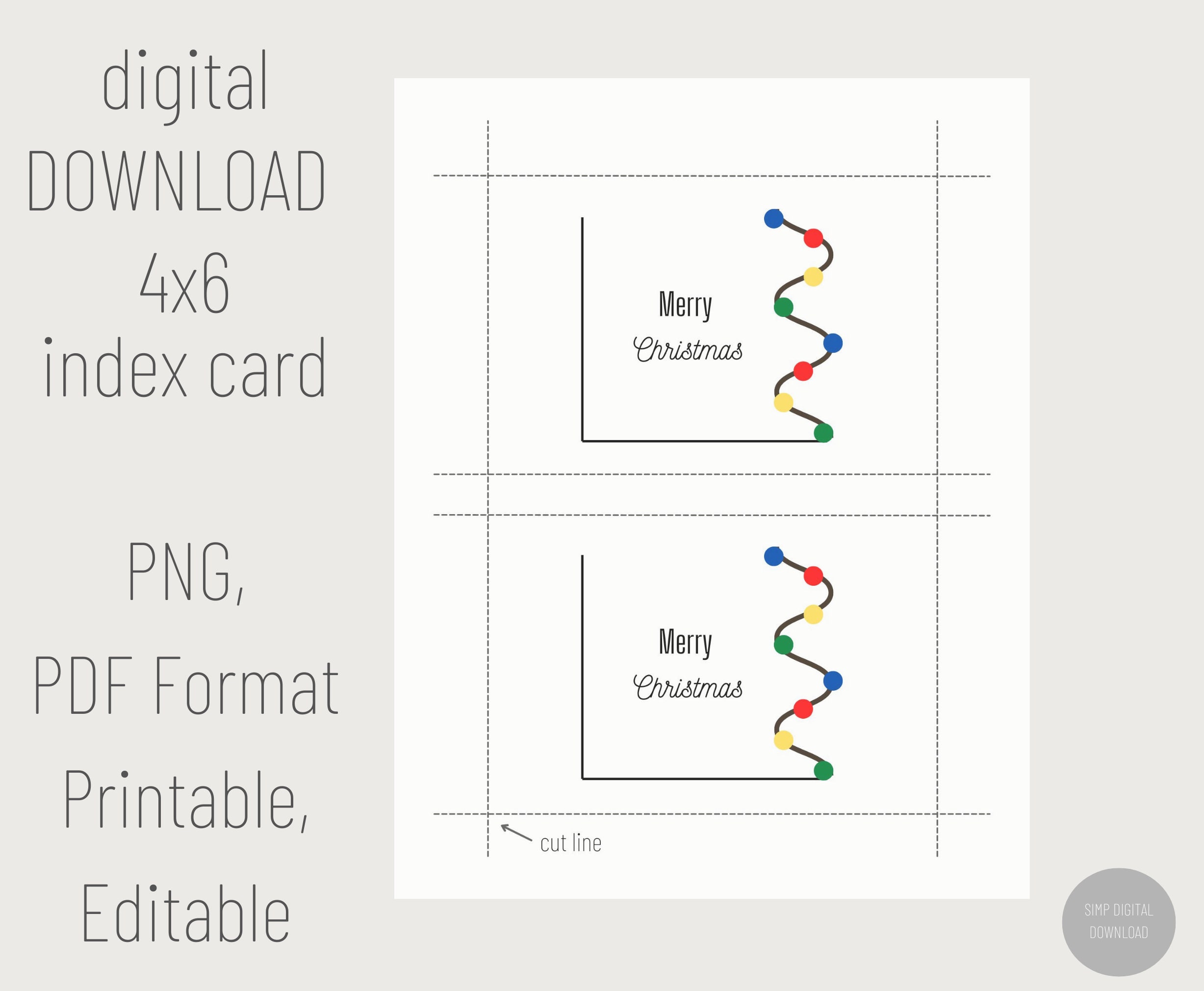Printable 4x6 Note Card PDF Index Card Paper Note Cards Digital