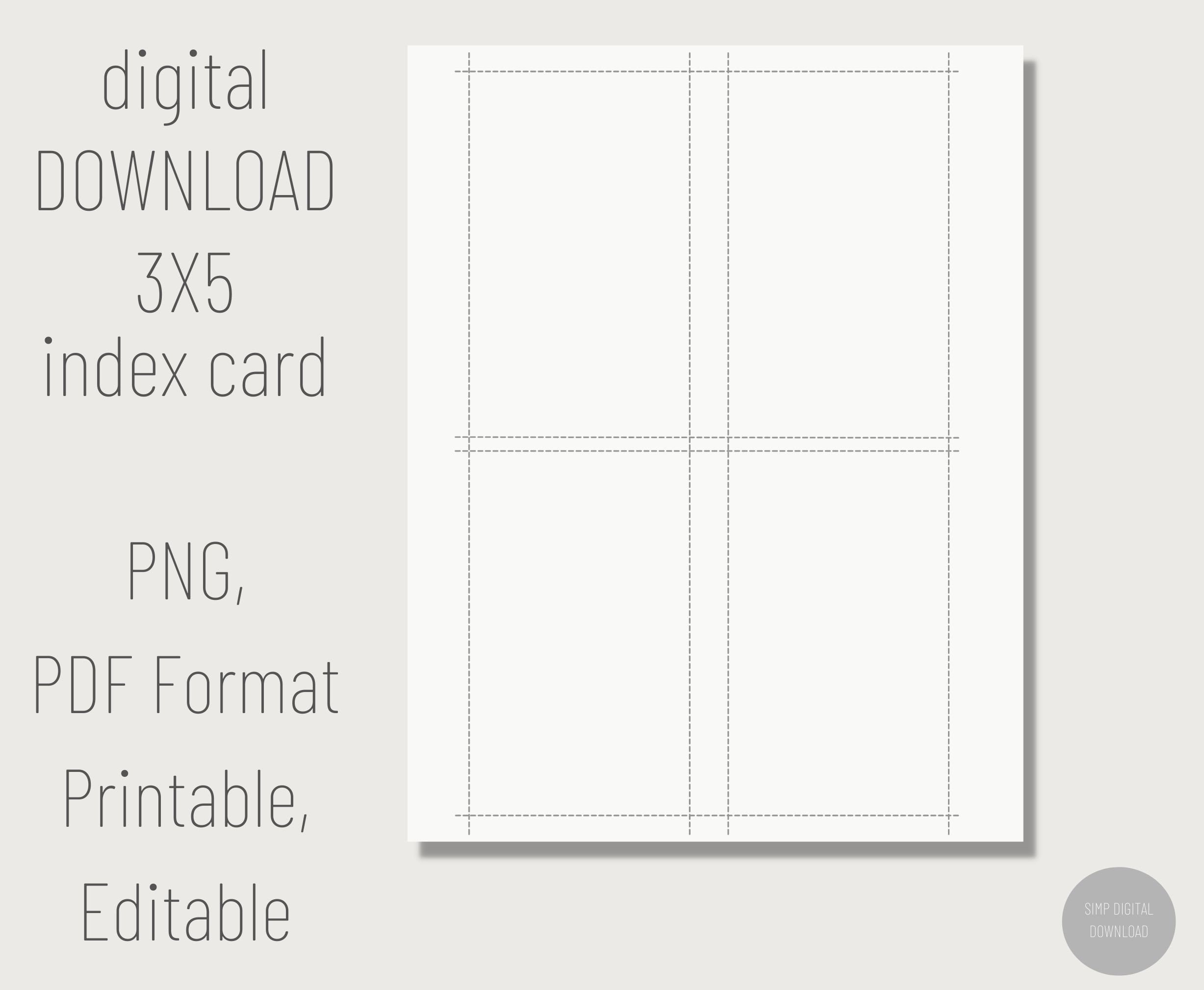 Fiche 3x5 imprimable. Fiche numérique. Cartes de notes imprimables.. Fiches  vierges. Carte dindex PDF modifiable. Modèle de carte flash vierge -   France