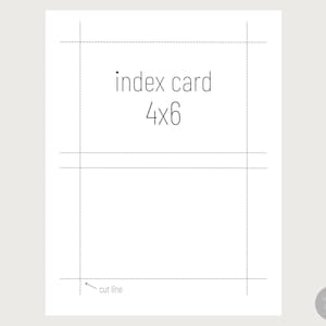 Printable 4x6 Index Card. Digital Index Card. Printable Note Cards ...