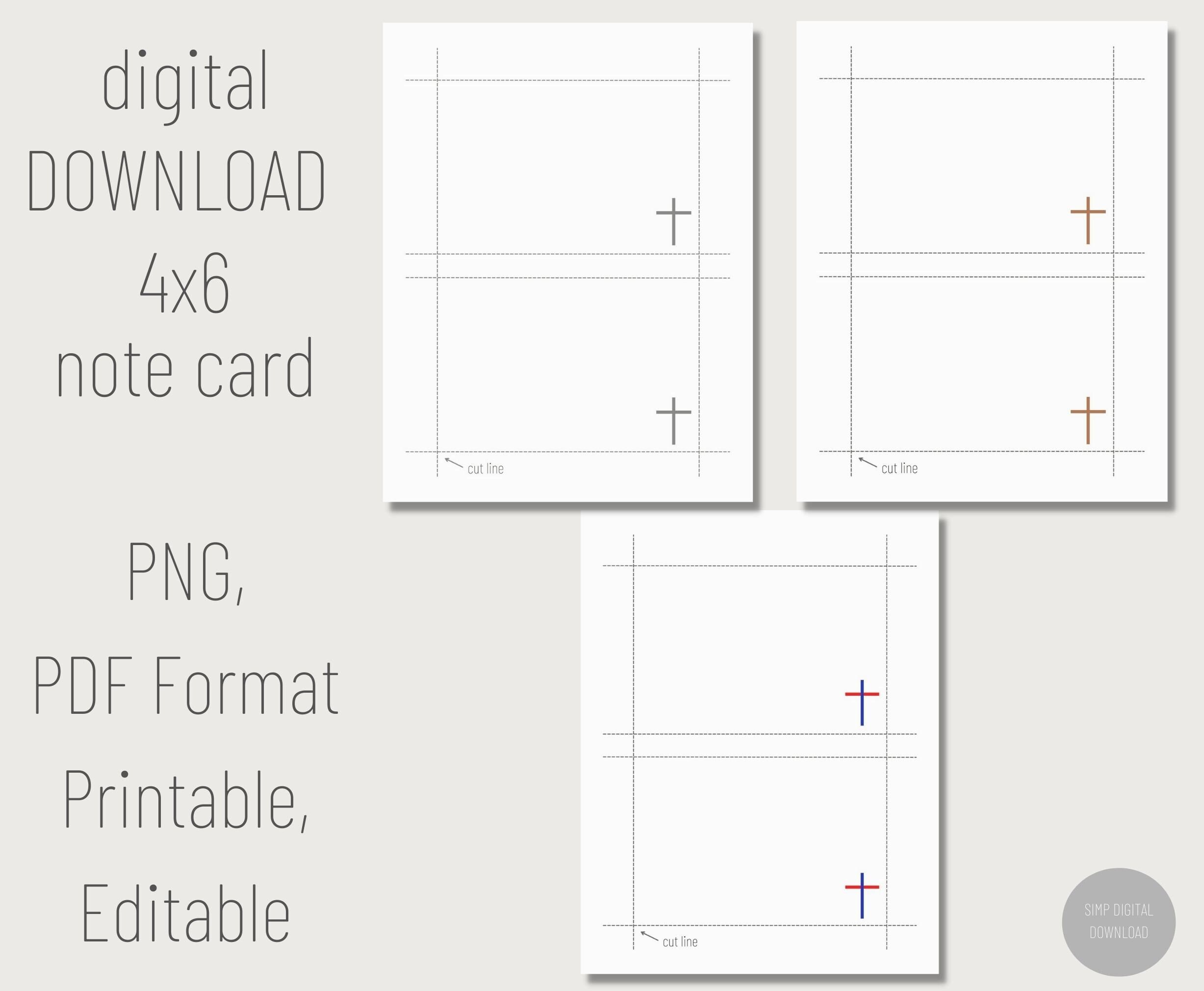 Printable 4x6 Note Card PDF Index Card Paper Note Cards Digital Note