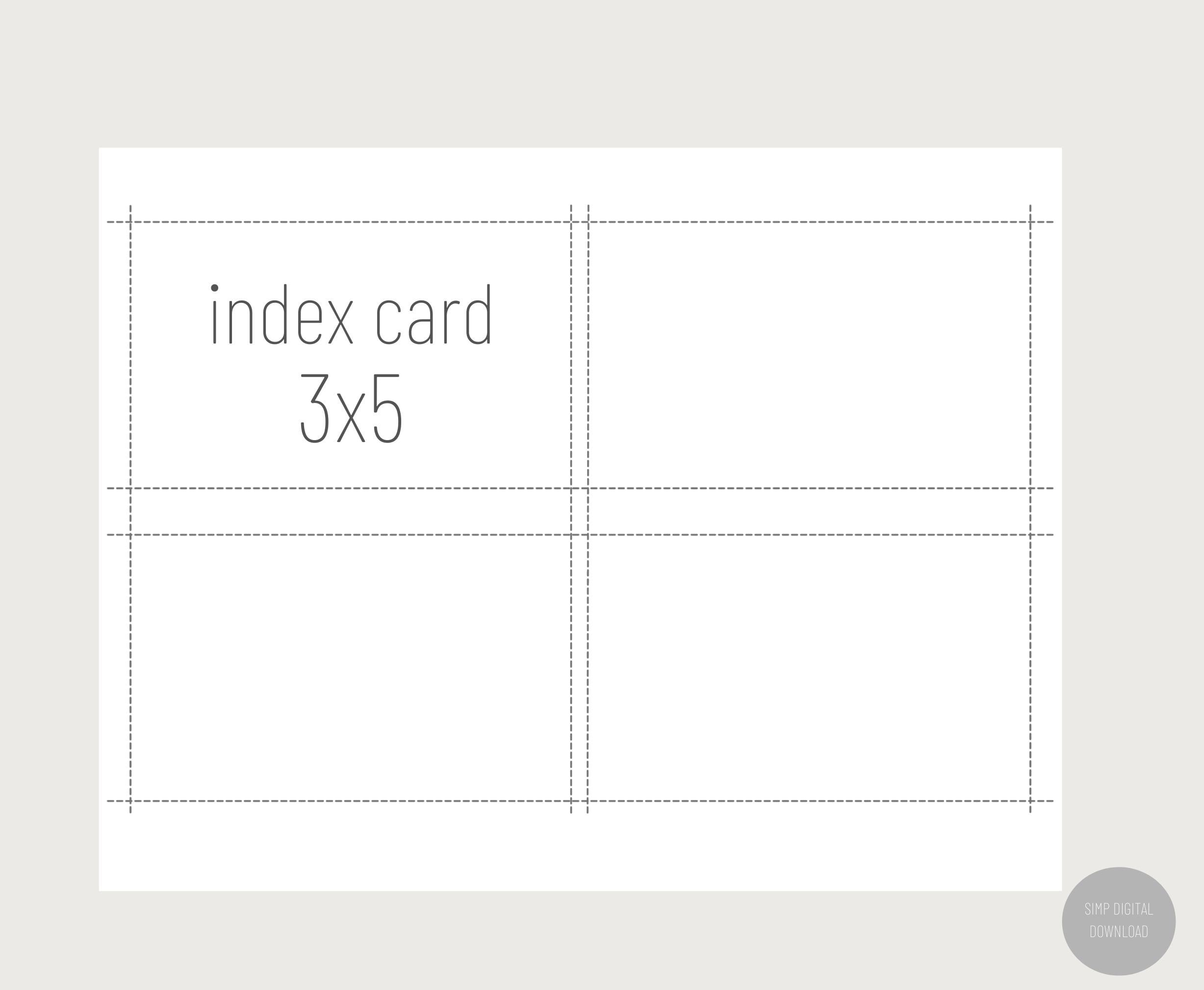Printable 3x5 Index Card. Digital Index Card. Printable Note Cards ...