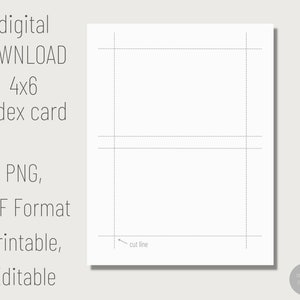 Fiche imprimable 4x6. Fiche numérique. Cartes de correspondance imprimables. Carte Flash vierge Carte d'index PDF modifiable. Modèle de carte de note.