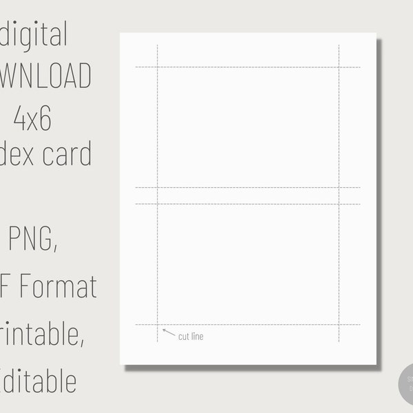 Printable 4x6 Index Card. Digital Index Card. Printable Note Cards. Blank Flash Card Editable PDF Index Card. Note Card Template.