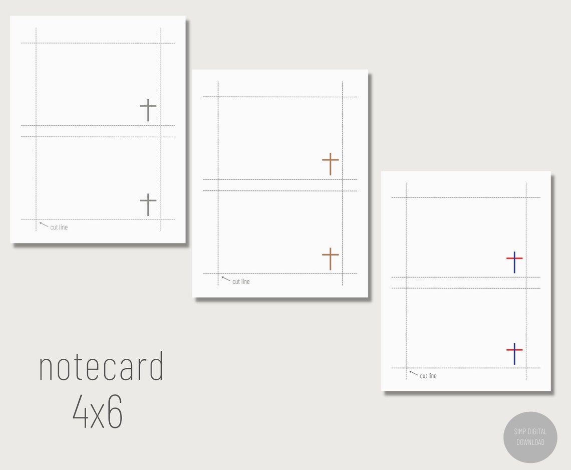 Printable 4x6 Note Card PDF Index Card Paper Note Cards Digital Note