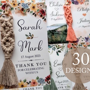 Portachiavi Macrame personalizzato personalizzato / Favori di nozze per gli ospiti in massa / Portachiavi fatti a mano / Bomboniere Boho rustiche / Portachiavi Fringe Macrame