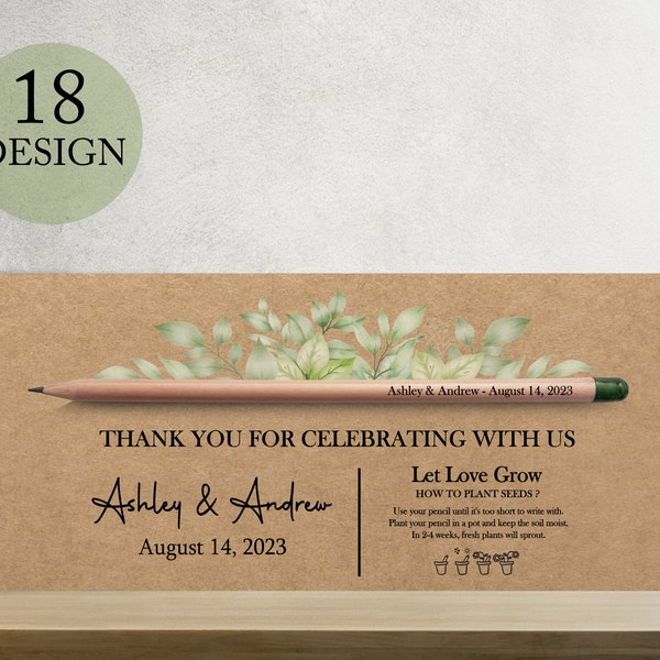 Wedding Favors Plantable Seed Pencils / Seed Wedding Party Favors / Blooming Pencil / Plantable Love Grow Wedding Favor / Personalized Favor