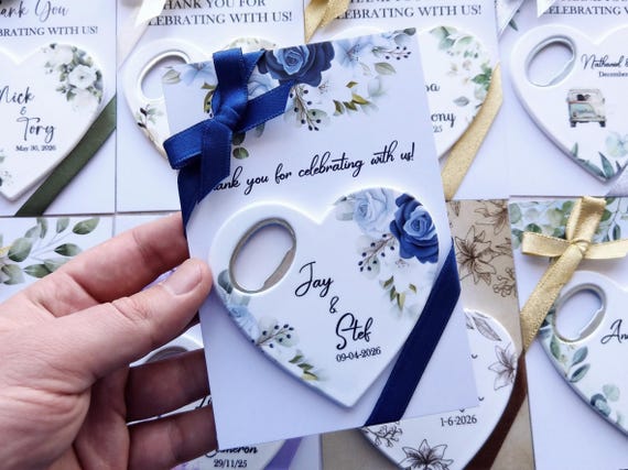 50 Pcs Wedding Magnet Favors: Custom Bottle Opener, Engagement Anniversary Favors