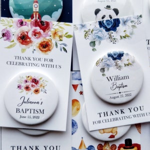 Personalized Baptism Favors for Guests in bulk / Custom Baptism Favors / Baptism Bottle Opener Magnet / Party Favors / First Communion Favor