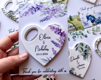 Favor de boda personalizable para invitados a granel, Abridor en forma de corazón personalizado, Abridor de botellas magnético, Regalo de boda, Guardar la fecha, Regalo magnético