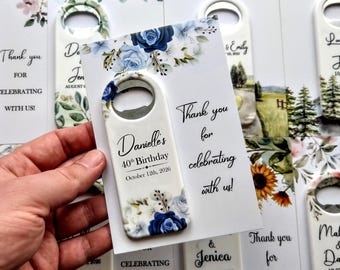 Personalized Birthday Favors for Adults, Bottle Opener Magnet Favors , 70th birthday party favors
