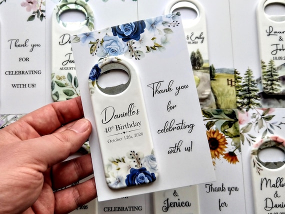 Personalized Birthday Favors for Adults, Bottle Opener Magnet Favors , 70th birthday party favors