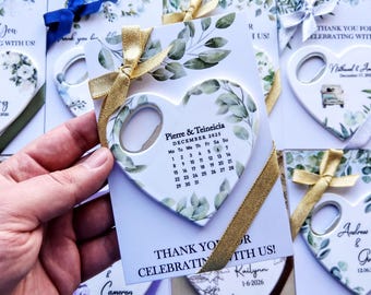Aimant "Retenez cette date", cadeaux de mariage personnalisés : ouvre-bouteille coeur, aimant pour cadeaux