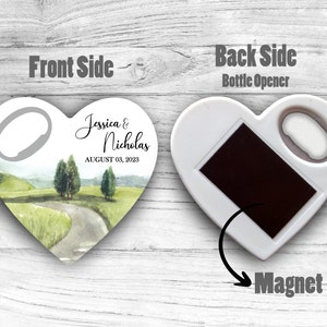 Bottle opener Wedding favors for guests in bulk, heart shape Wedding Magnet, Save the date magnets, personalised wedding favours zdjęcie 8