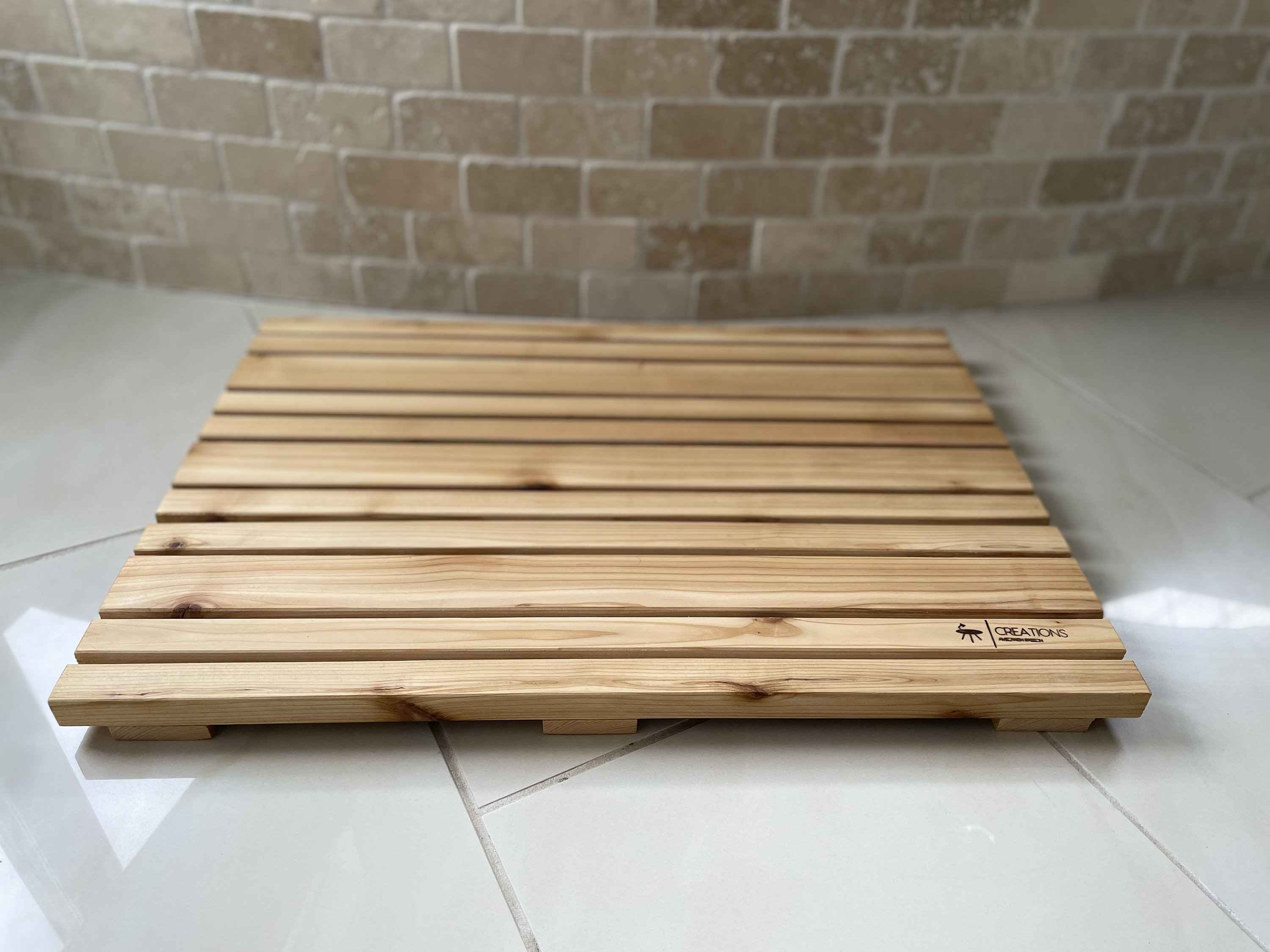 Wood Bathroom Mat Cedar Bath Mat Wood Shower Mat Etsy