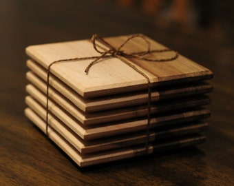 Coasters maple and walnut - set of 6 -