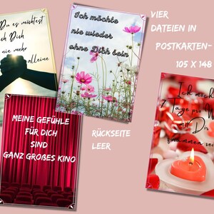 Mensajes de amor | 4 declaraciones de amor | Postal | Carta de amor | Prueba de amor | Tarjeta de felicitación | inmediatamente imprimible | DESCARGA DIGITAL