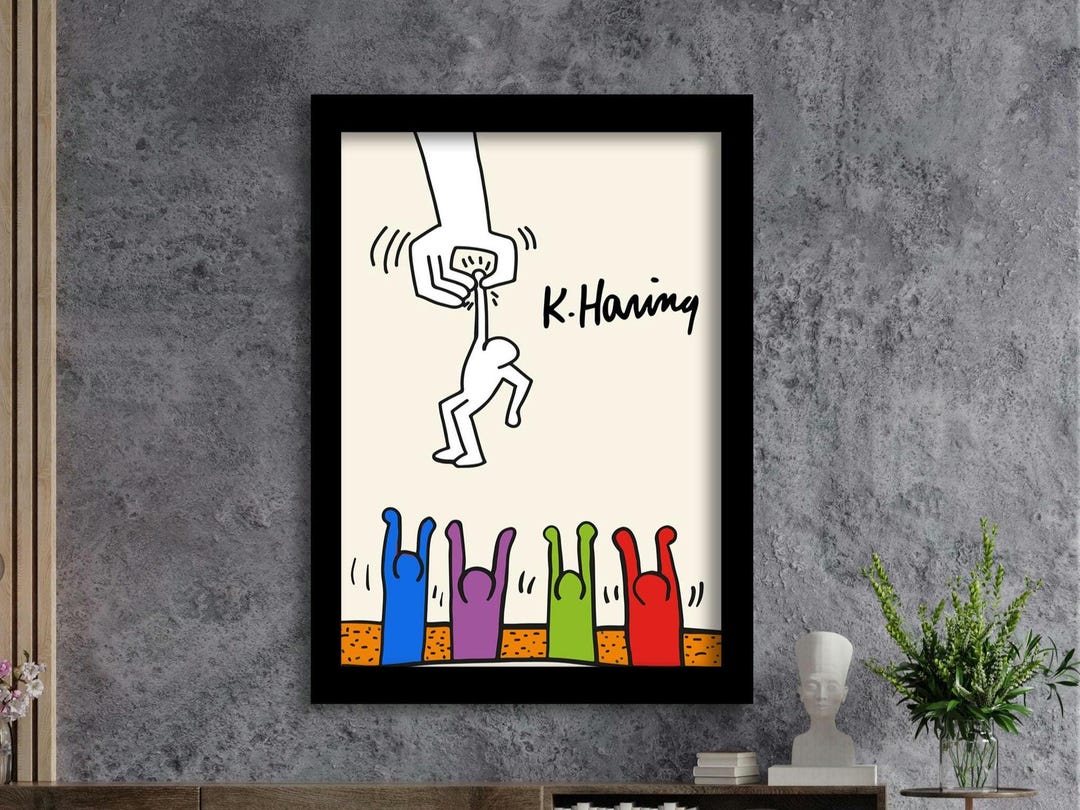 Keith Haring Print Pop Art People Hand Graffiti Poster Printed Wall ...