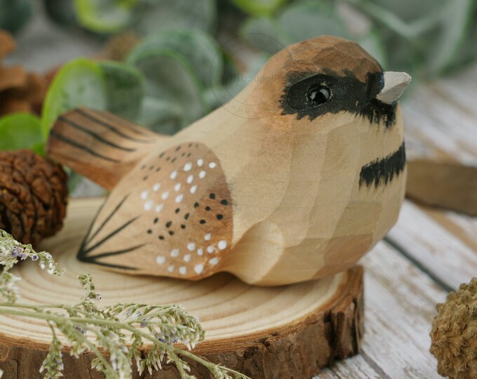 Bemalte Vogelskulptur, handgefertigte Vogelornamente aus Holz, niedliche Kolibri-Statue, Geschenke für Vogelliebhaber, Bastelprojekte, Schreibtischzubehör