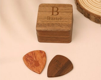 Personalized Wood Guitar Pick Organizer, Pick Case Storage, Custom Guitar Picks Box, Engraved Guitar Pick Holder, Gift for Him