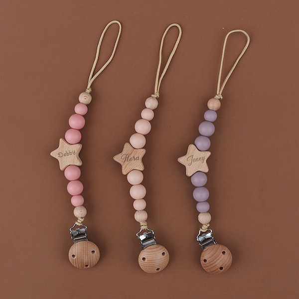 Wood Pacifier Clip Etsy