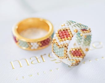 Beaded Ring Pattern • Odd Peyote Beading PDF • Seed Bead Jewelry Design • Anima–Astra