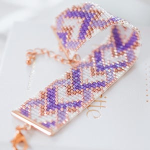 Geometric bead loom pattern • Miyuki Delica bracelet • Elegant cuff • Minimal bead bracelet • DIY jewelry PDF • Seed bead pattern • Violette