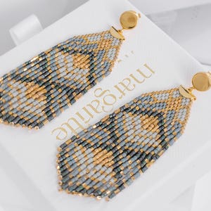 Perlen Fransen Ohrringe, Brick Stich Muster, Fransen Ohrringe PDF Anleitung, Art Deco Schmuck - Cleo