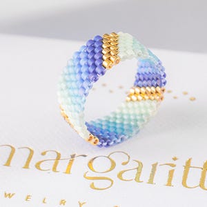 Ombre Beaded Ring, Mermaid Peyote Pattern, Miyuki Delica (Digital Pattern)