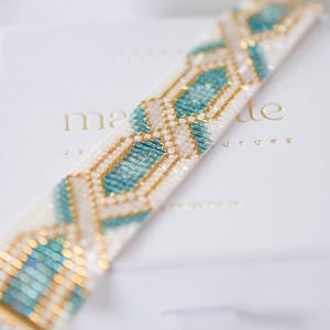 Geometric bead loom pattern • Miyuki Delica bracelet • Structured design • Wide beaded bracelet • DIY jewelry • Seed bead pattern • Ariane