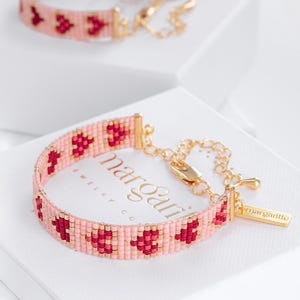 Modello per bracciale Loom, braccialetto di San Valentino, schema Miyuki Delica, modello per perline Loom a forma di cuore - Sophie